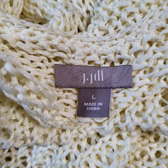 J. Jill Shiny Soft Butter Loose Weave V-Neck Tunic Cotton Blend Sweater Size Lg - Picture 7 of 8